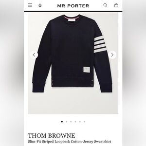 Thom Browne Navy Sweater with White Stripes